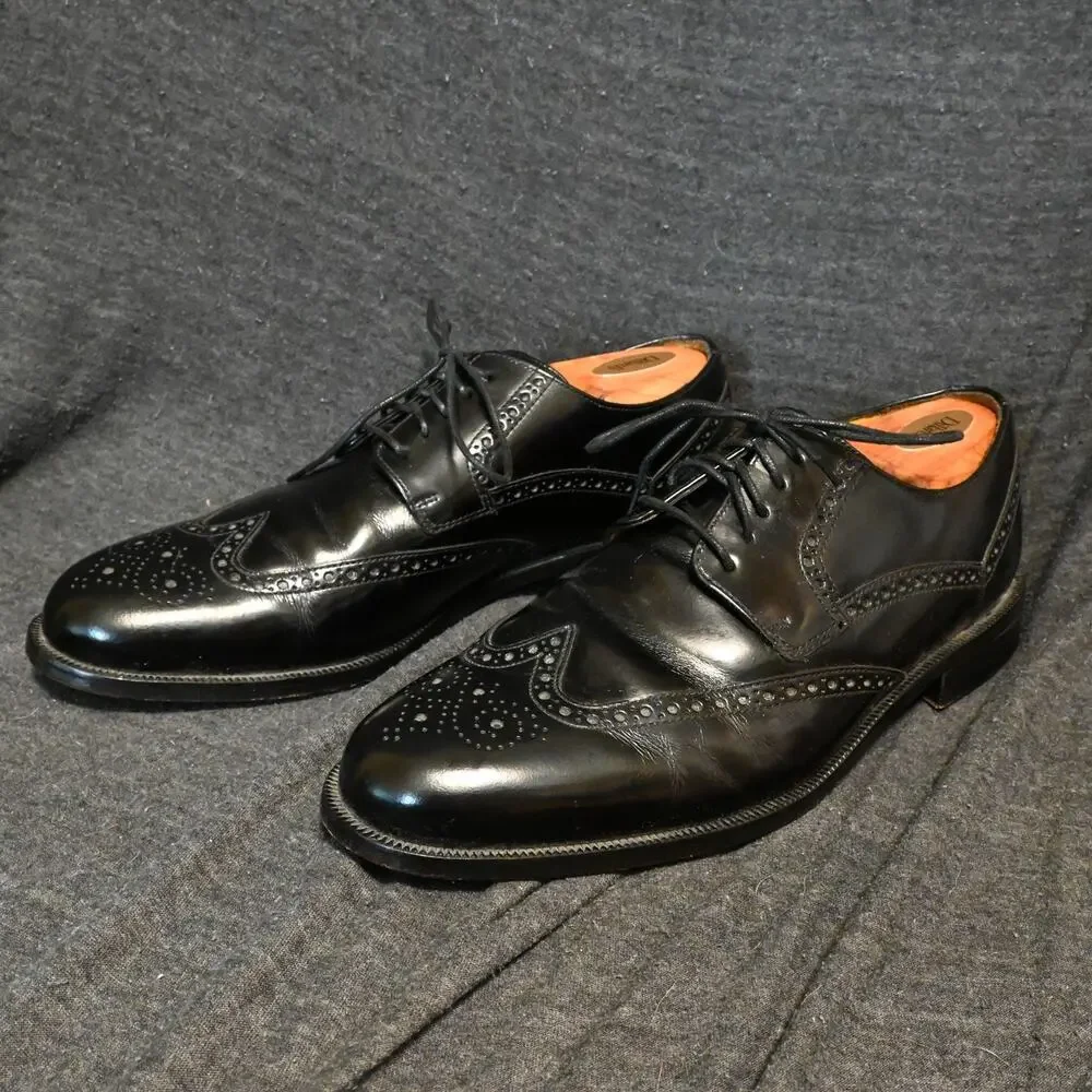 Cole Haan Men's 10M Oxford Wingtip Black Leather Dress Shoes